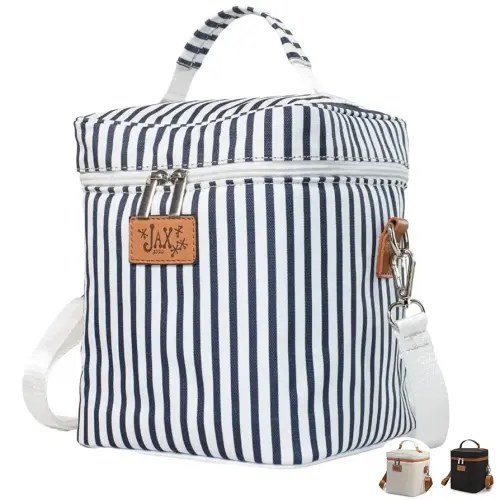 Breastmilk Cooler Bag - Insulated Container for 6 Tall Bottles Storage Bags - Baby Bottle Bag Caddy Keeps Milk or Formula Cold - Adjustable Shoulder Strap, Handle, Mesh Pocket for Ice Pack