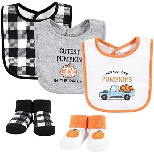 Hudson Baby Unisex BabyCotton Bib and Sock Set