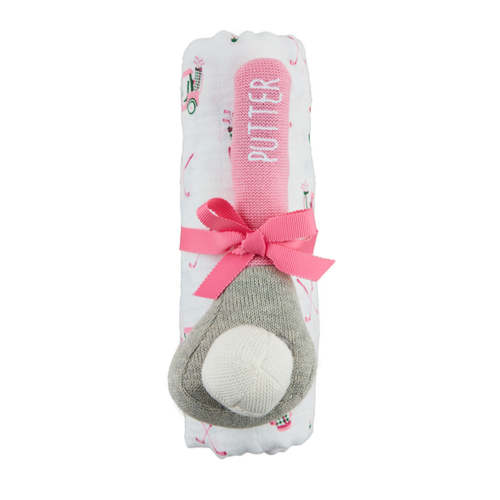 Girl Golf Swaddle & Rattle Set