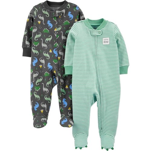 Simple Joys by Carter's Baby Boys' 2-Way Zip Thermal Footed Sleep and Play, Pack of 2
