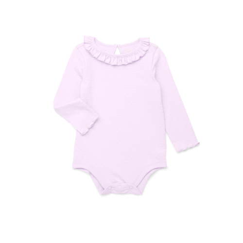 Garanimals Baby Girls Lettuce Edge Bodysuit with Long Sleeves, Sizes 0-24 Months