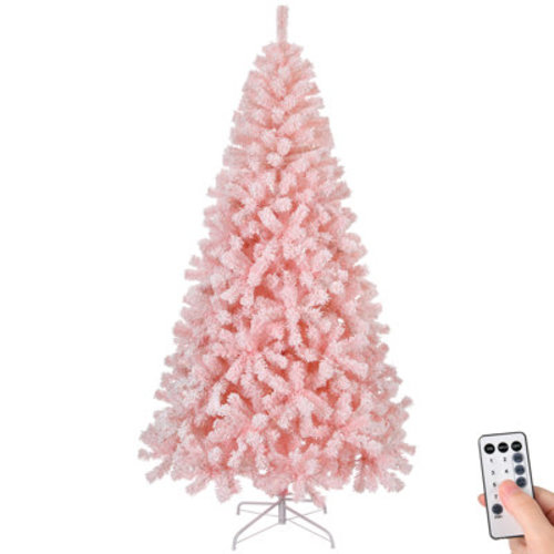 The Holiday Aisle® Pre-Lit Snow Flocked Christmas Tree In Pink With 400 Lights | Wayfair