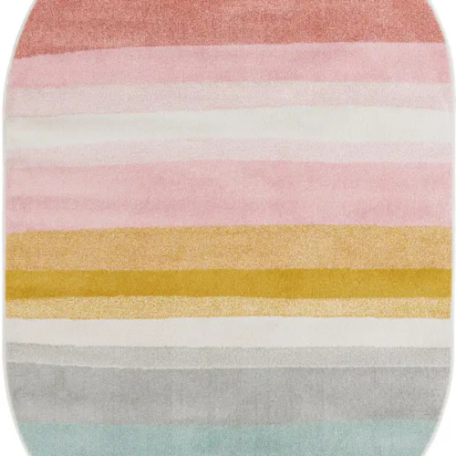 Multicolor 5' 3 x 8' Rainbow Stripes Whimsy Kids Oval Rug | Rugs.com