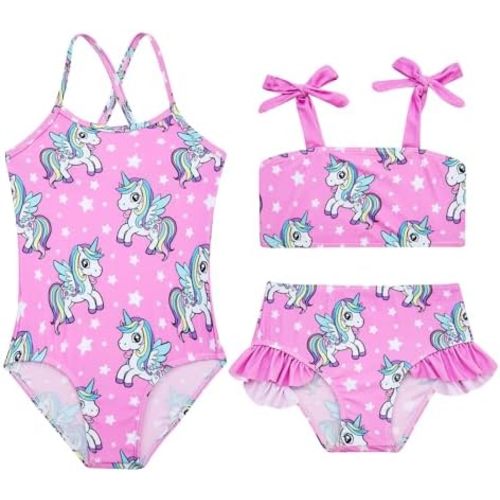 Toddler Girls Swimsuit Two Sets Matching Bikini Set Bathing Suits Tikini 2-6T Adjustable Strap Summer Beach