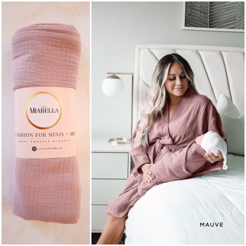 Maternity robe and swaddle, baby swaddle blanket, hospital outfits, mom and me, matching swaddle set