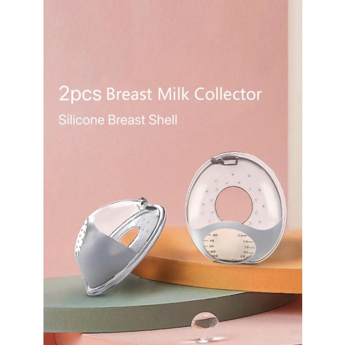 2pcs Boxed-wearable Silicone Anti-overflow Milk Pad With Scale, Portable And Reusable Silicone Breast Milk Collector, Mother's Milk Collector, 2oz/60ml, With Stand, Soft Breast Shell, Reusable Nursing Pad Nursing Cup, Portable Travel Milk Saver For Breast