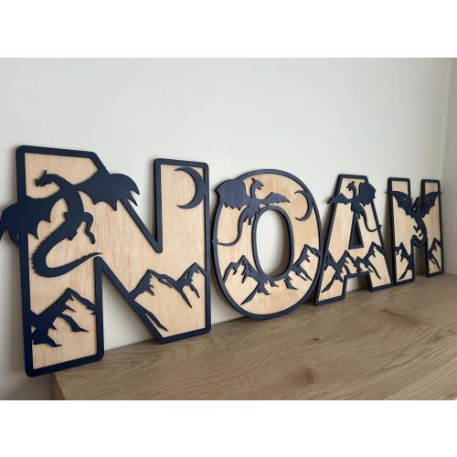 Dragon Themed Name Sign: Wooden Nursery Letters