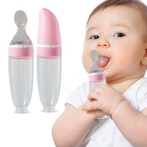 Best Hot Sale Pedty Tableware,1X Silicone Spoon,Baby Silicone Spoon Pink