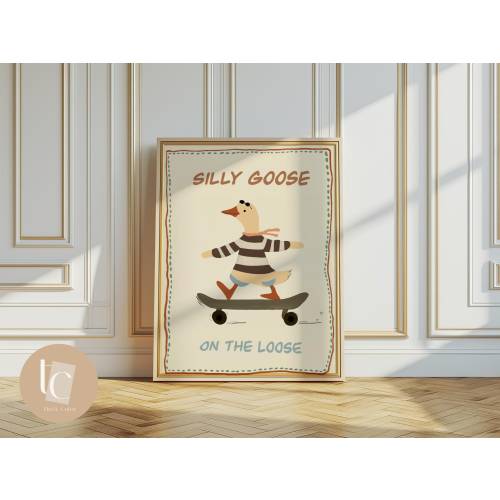 silly goose wall, art silly goose print, funny wall art nursery decor silliest goose around