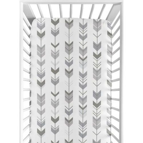 Sweet Jojo Designs Gender Neutral Baby Fitted Crib Sheet Mod Arrow Grey and White