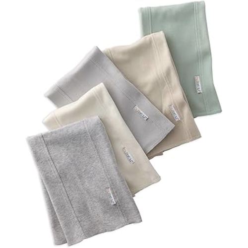 Bailey 5-Pack Burp Cloths 100% Organic Cotton Knit for Newborn & Baby Boys & Girls, Seafoam, One Size