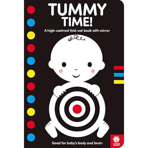 Tummy Time!: A high-contrast fold-out book with mirror for babies