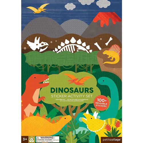Petit Collage Sticker Activity Book, Dinosaurs – Giant Fold Out Sticker Book for Kids, Includes Over 100 Reusable Stickers – Activity Book for Ages 3+