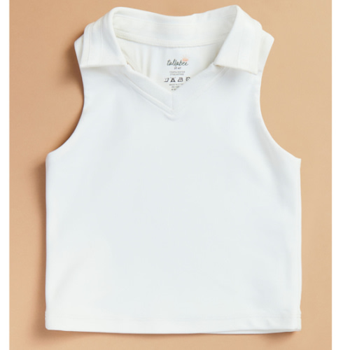 Ava Athletic Polo Tank in White | Tullabee