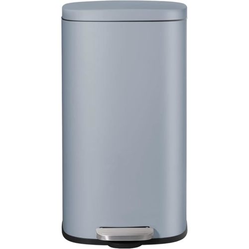 AthLike Trash Can, Stainless Steel Kitchen Garbage Can, Step Waste Bin with Hinged Lid and Removable Inner Bucket, Soft-Close, Dustbin for Bathroom Bedroom Living Room Home (Haze Blue, 8 Gal)
