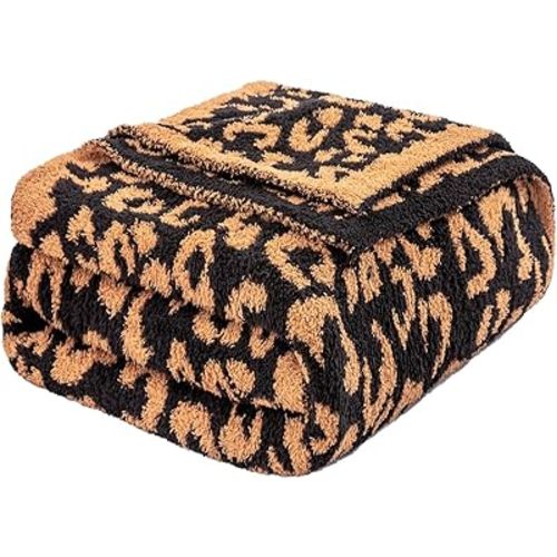 Mokoya Super Soft Blanket Cheetah Print 70"x80", Lightweight Fluffy Throw Blanket for Bed, Fuzzy Plush Knit Blanket, Modern Aesthetic Cozy Blanket, Gifts for Women, Mom, Girls, Golden
