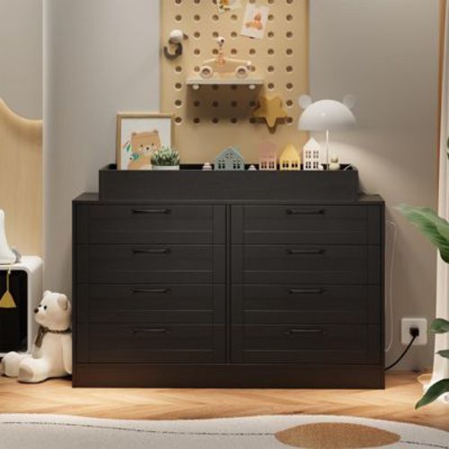 8-Drawer Changing Table Dresser - Classic Nursery Dresser with Changing Shelves, Multi-Functional Diaper Station for Nursery & Bedroom