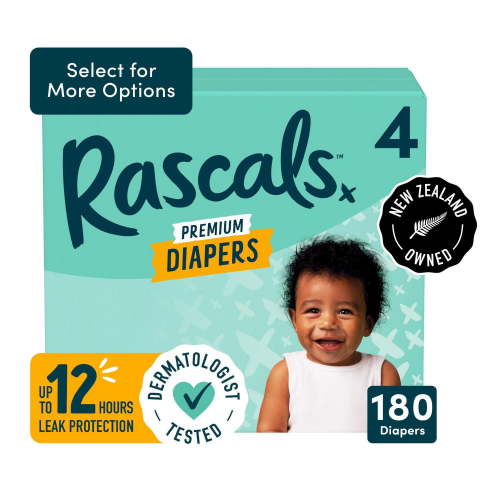 Rascals Premium Diapers - Super Value Pack, Size 3-7