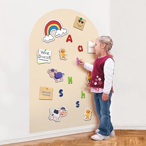 Magnetic Wall Decal Arch, 31" x 39" Magnetic Chalk Board Sticker for Kids, Playroom, Home (Ivory White)