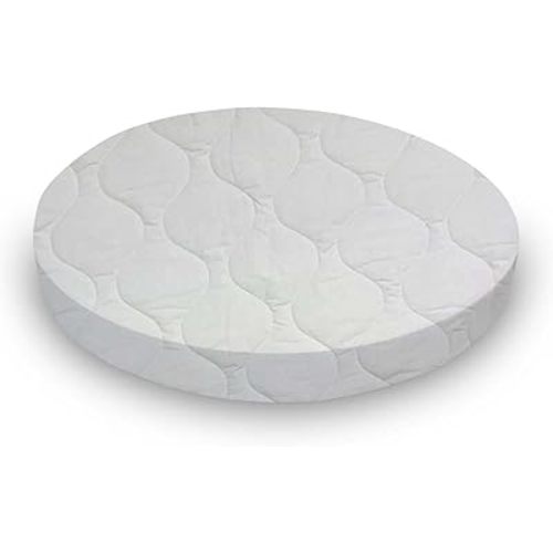 SheetWorld Quilted Fitted Round Crib Mattress Pad 42 x 42, Solid White, Made in USA