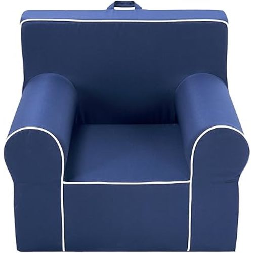 Heritage Kids Navy Everywhere Foam Armchair with Carry Handle and Removable Cover,25"x21"x 22",Ages 3+