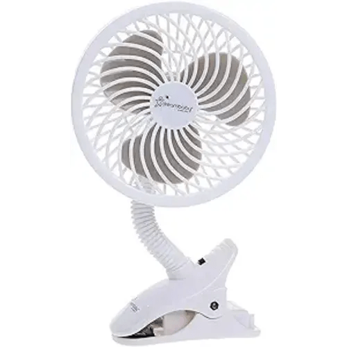 Dreambaby Caged Deluxe EZY-Fit Clip-on Fan - with Flexible Neck for Adjustable Air Flow - Perfect for Strollers, Cribs, Wheelchairs, Beach, Camping & Pool - White - 1 Pack