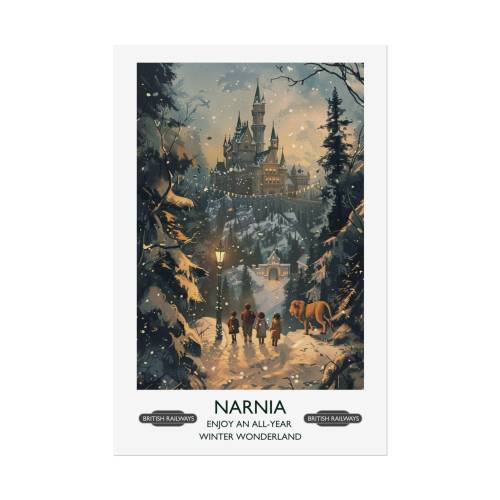 C S Lewis | The Chronicles of Narnia: The Lion, the Witch and the Wardrobe | Literary Travel Poster | Classic Children's Literature
