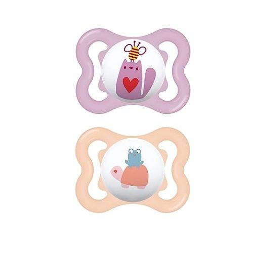MAM Mini Air Pacifiers Sensitive Skin 0-6 Months, Best for Breastfed Babies, Girl, 0-6 (Pack of 2)
