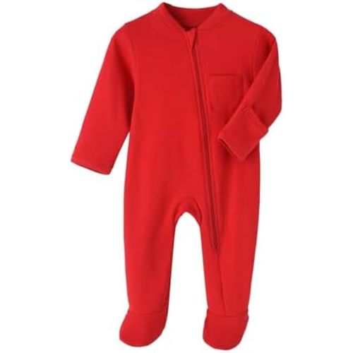 New Born Romper, Baby Bodysuit Jumpsuit, 100% Cotton Long Sleeve with Mitten Cuff and Footies for 0-12 Months