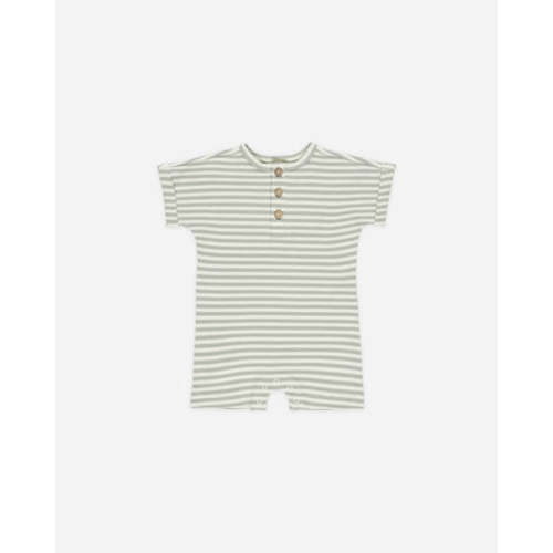 Short Sleeve One-Piece || Sage Stripe
