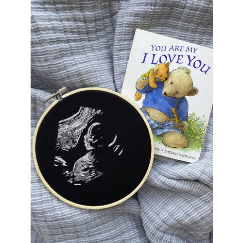Custom Ultrasound Embroidery | Baby Shower Gifts | Baby Scan Art | Sonogram Embroidery | Pregnancy Keepsake |