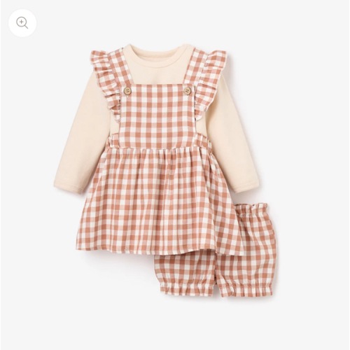 Rust Gingham Woven Pinafore Dress & Bodysuit – Elegant Baby