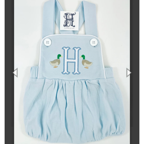 Monogram Initial Applique and Ducks Embroidery on Baby or Toddler Boy – Hadley and Finn