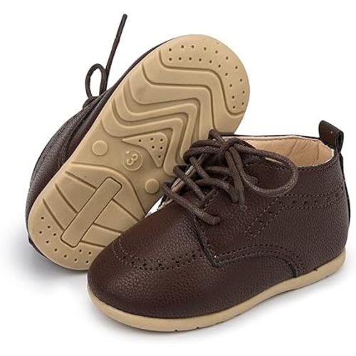 Meckior Infant Baby Boys Girls Classic PU Leather Wedding Loafers Brogue Toddler Oxford Dress Shoes First Steps Walking Flat Lazy Crib Shoe