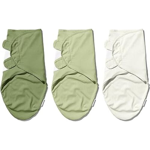 Adjustable Swaddle Wrap - Knitted Cotton Wrap Set for Newborn | 0-3 Months | Pack of 3 (Leaves Edition)