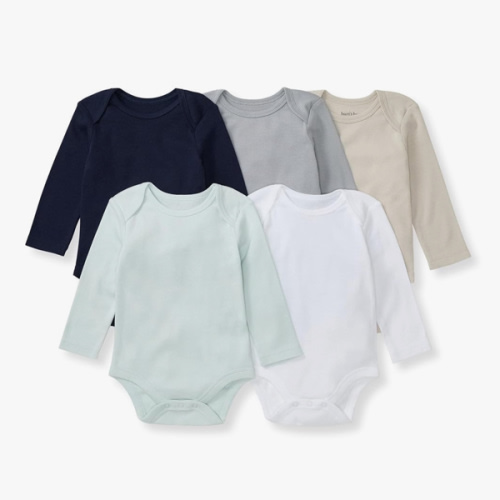 Burt's Bees Baby Unisex Organic Cotton Short and Long Sleeve Bodysuits, 5-Pack