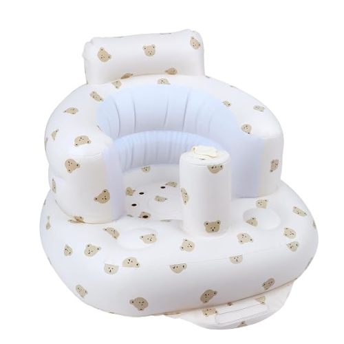 EKEPE Inflatable Baby Seat, Baby Chair for Infant Sitting Up, 3 Months & Up | CPSC Compliant, Built-In Air Pump, Portable Inflatable Design, Soft Support & Easy Storage, Baby Registry Essential - Unicorn