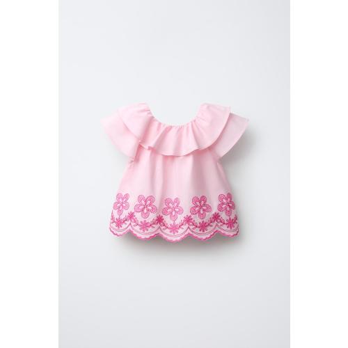 EMBROIDERED FLORAL SHIRT - Pink | ZARA United States