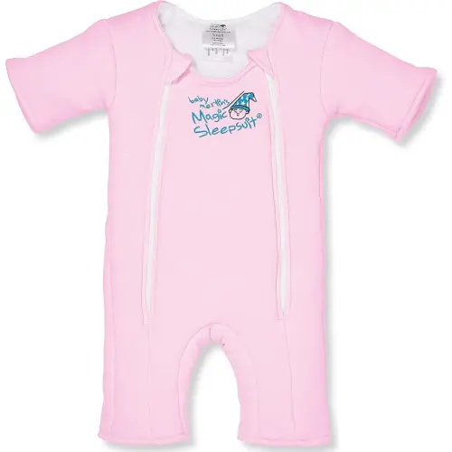 Magic Sleepsuit Baby Merlin's Cotton Baby Swaddle Transition Product - Soft and Breathable Design, Double Zipper for Easy Diaper Changes, Promotes Safe Sleep - Pink - Large 18-21lbs