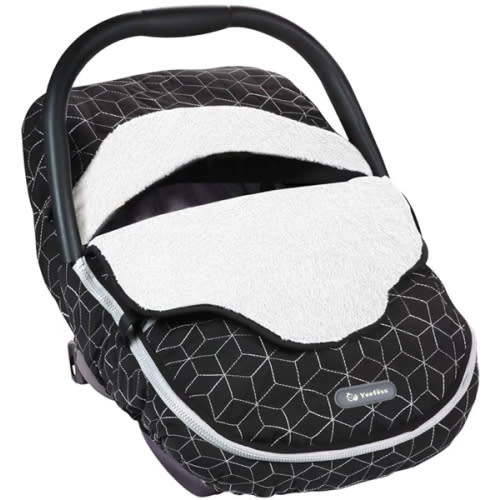 Yoofoss Baby Car Seat Cover Winter Carseat Canopies Cover to Protect Baby from Cold Wind, Super Warm Plush Fleece Baby Carrier Cover for Infant Boys Girls (Black)