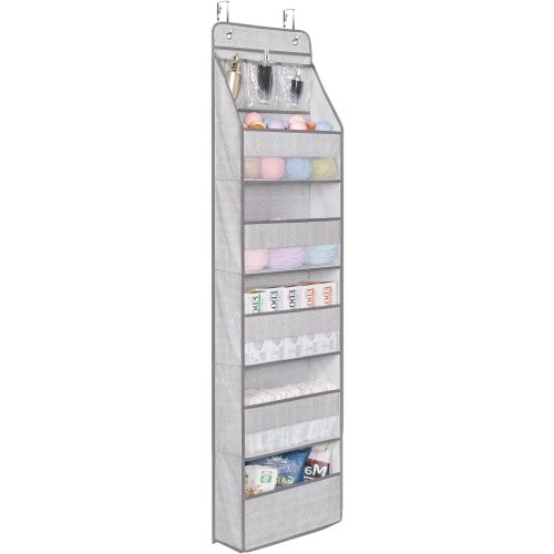 Univivi 6 - Layer Fabric Over the Door Organizer Gray Foldable Nursery Closet Storage, Large Hanging Door Organizer for Cosmetics, Toys and Sundries…