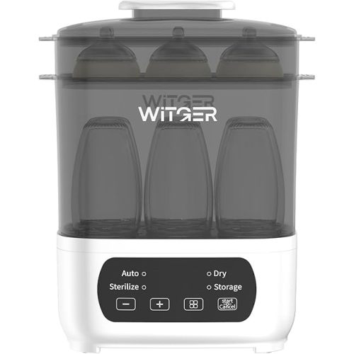 Baby Bottle Sterilizer and Dryer, Electric Steam Sterilizer for Baby Bottles, Pacifiers, and More, with Digital Controls.