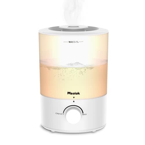 Humidifiers for Bedroom, Cool Mist Top Fill Essential Oil Diffuser with 25Watt for Home Large Room, 360° Nozzle, Rapid Ultrasonic Humidification for Baby Nursery and Plant(3.1L)