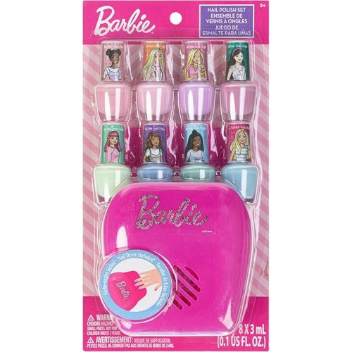 Barbie -Townley Girl Non-Toxic Peel-Off Water-Based Safe Nail Polish Set with Nail Dryer for Kids, Batteries Not Included, Ages 3 and Up