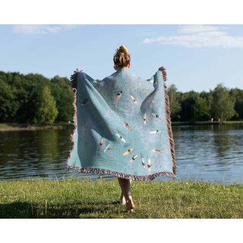 Surfing Beach Woven Blanket Hawaii Beach House Gift for Surfer Throw Blanket 100% Cotton Fringed Tapestry in Vintage Style