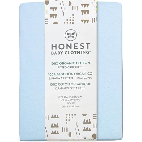 HonestBaby unisex-baby Fitted Crib Sheets Set Standard Mattress, 100% Organic Cotton Baby Boys, Girls, Neutral, 1 Pack - Light Blue, One Size