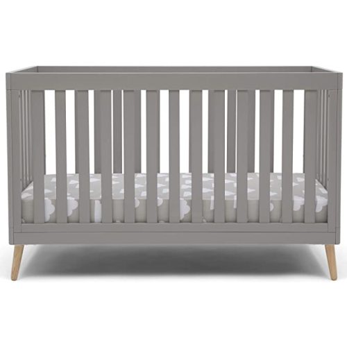 Delta Children Essex 4-in-1 Convertible Baby Crib, Bianca White with Natural Legs