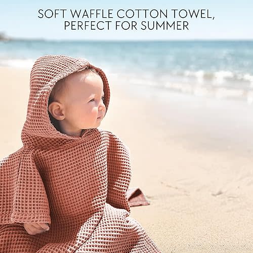 ZICOTO Soft Hooded Beach Towel for Kids - Cute Towel for Babies and Toddler Made of Waffle Cotton - Perfect Lightweight and Absorbent for Bath, Beach, Pool