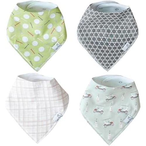 Copper Pearl 4 Pack Soft Cotton Baby Bibs for Drooling and Teething, Absorbent Drool Bibs for Baby Girl and Boy, Adjustable to Fit Newborns to Toddlers, Tons of Styles (Bogey)