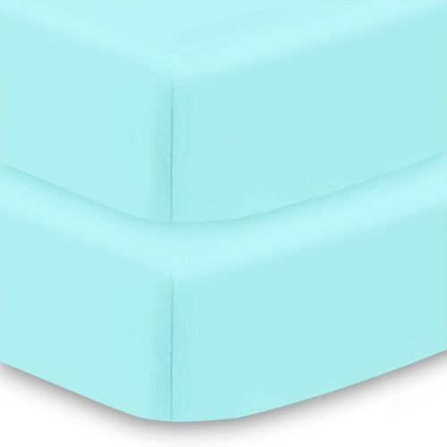 Breathablebaby All-in-one Fitted Sheet & Waterproof Cover, For 52" X 28" Crib Mattress (2-pack), Aqua